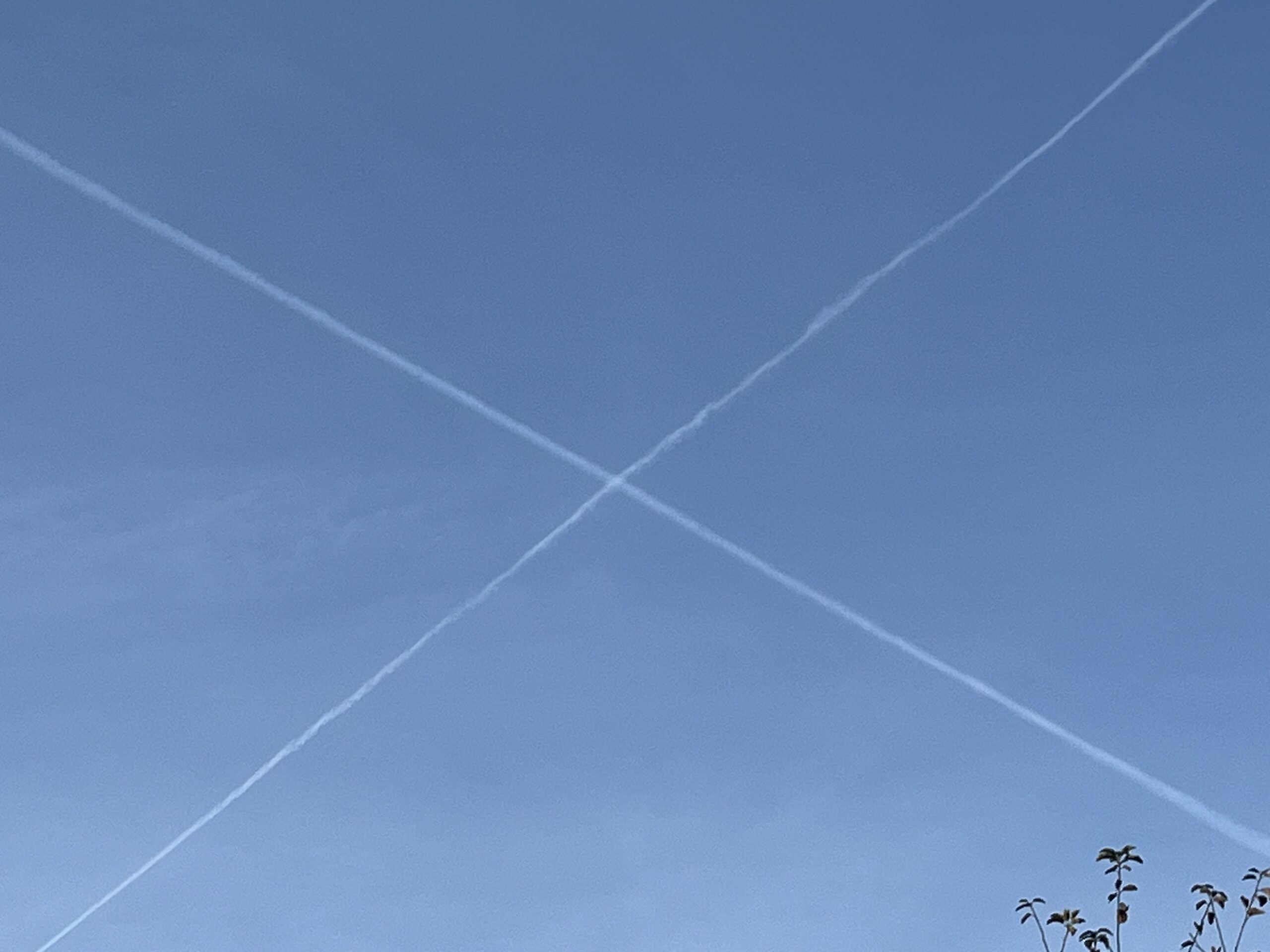 Katharina König_Bestätigung aus zwei Kondensstreifen von Flugzeugen entstandenes zartes weisses Kreuz auf blauem Himmel